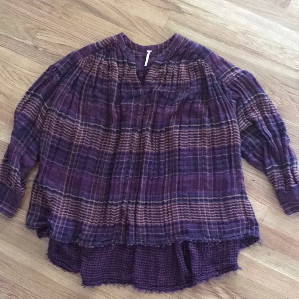 Free People plaid flannel button up medium